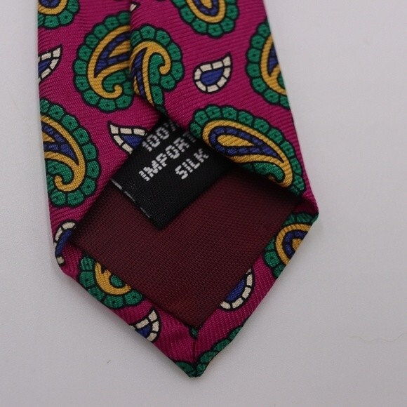Ted Lapidus Luxury Silk Tie Vintage Red Paisley Designer Necktie - Picture 5 of 7